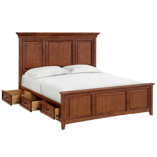 McKenzie - King Grand Storage Bed - Glazed Antique Cherry