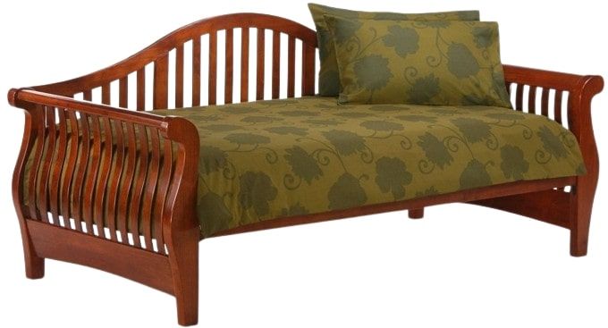 Cherry Daybed Night & Day Furniture Nightfall Twin Solid Wood Daybed In Cherry – angled view