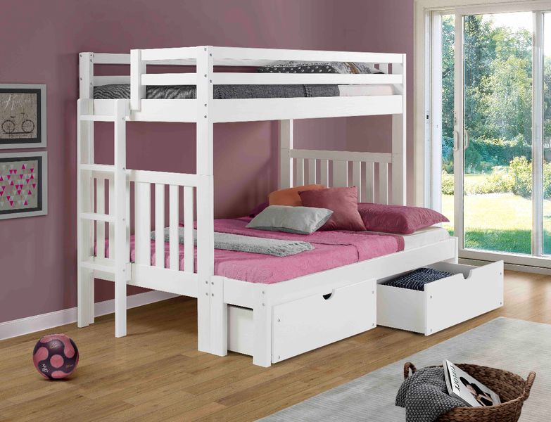 Nan Innovations Cambridge White Solid Wood Twin Over Full Bunk Bed