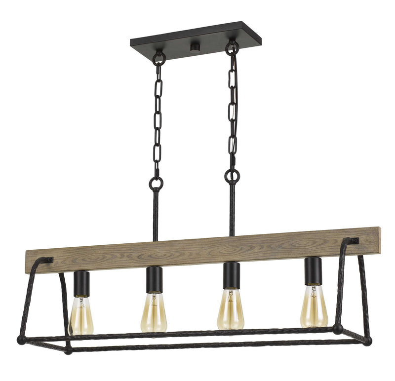 Lockport - 16.5" Height Metal Island - Black & Wood