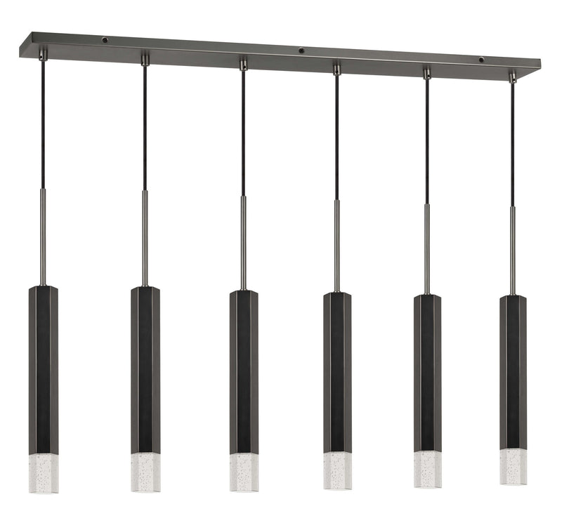 24" Height Aluminum Cast Pendant - Gun Metal - 6 Light