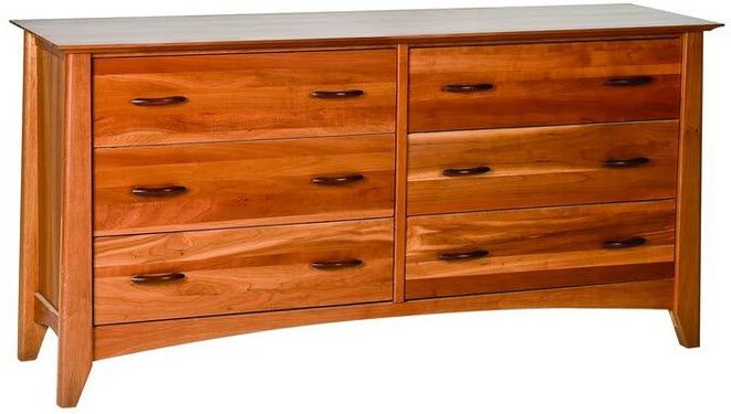 Dresser Woodforms Solid American Black Cherry Willow 6 Drawer Dresser With Walnut Handles