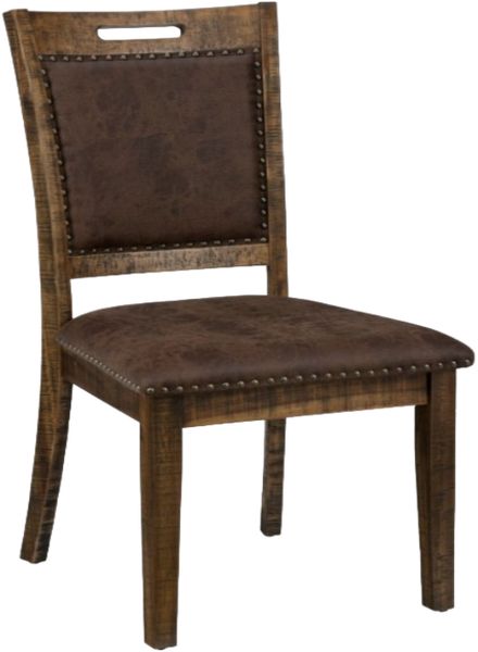 Nan Jofran Cannon Valley Brown Upholstered Side Chair With Nailhead Trim by Jofran Inc.