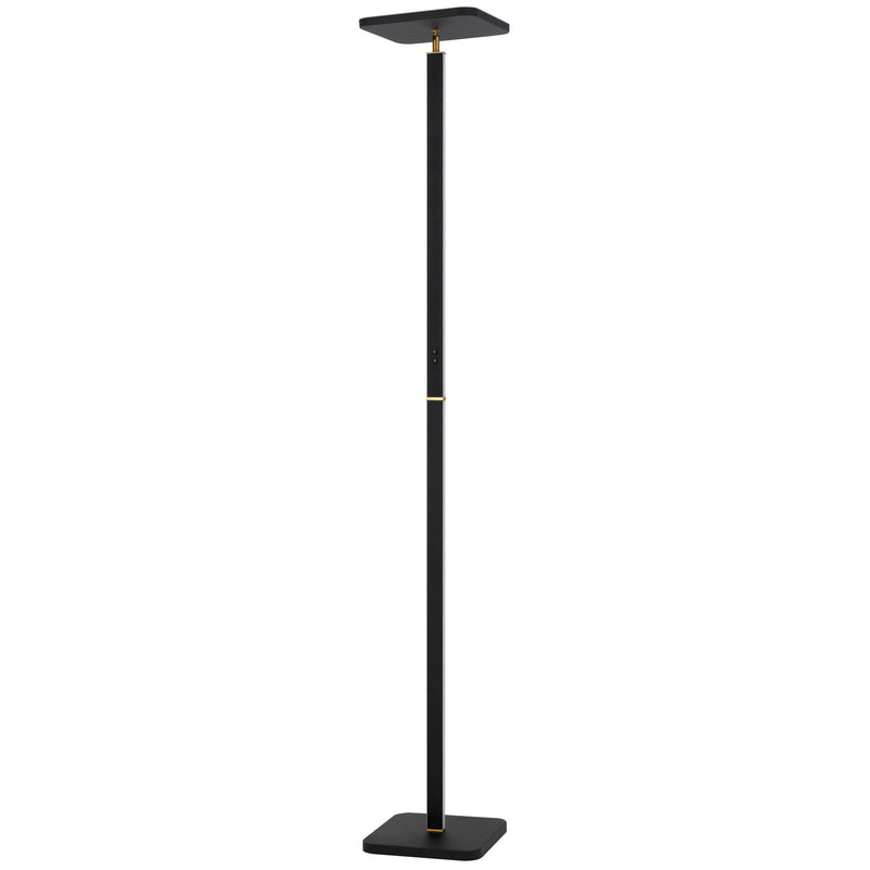 Stratos - 71.25" Height Metal Torchiere - Sand Black / Antique Brass