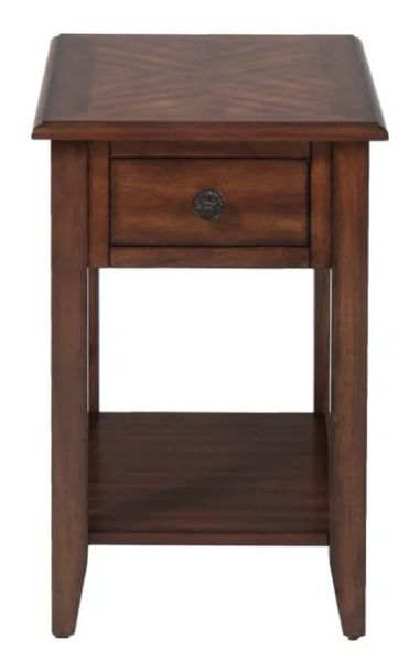Nan Jofran Inc. Medium Brown Wood Chairside Table With Storage Drawer