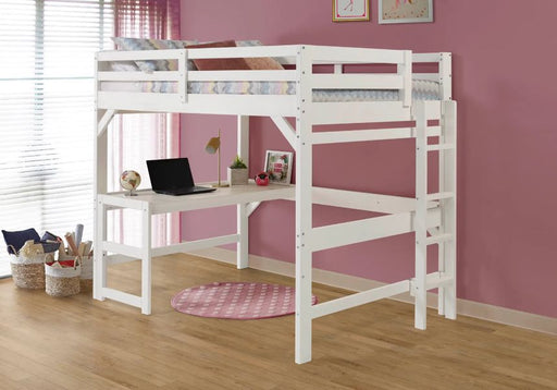 Nan Innovations White Solid Pine Full Size Loft Bed With Desk
