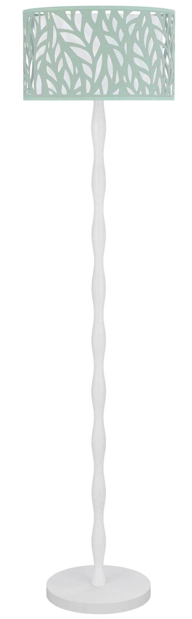 Berwick - Wood Floor Lamp - White With Seafoam Green Leaf Shade