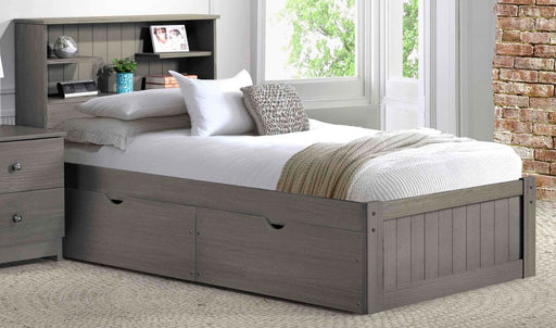 Nan Innovations Newport Gray Solid Pine Bookcase Platform Storage Bed