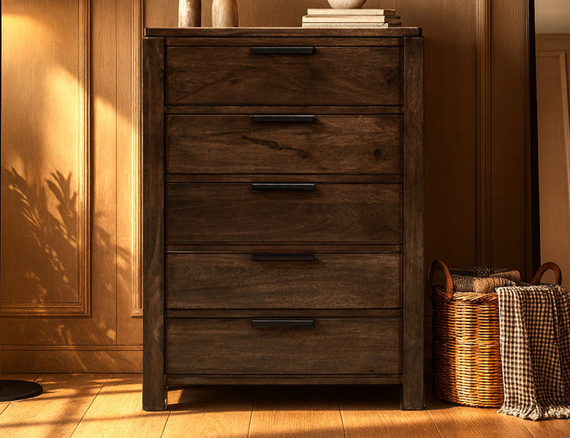 dark brown 5 drawer dresser Raramuri - 5 Drawer Chest - Dark Brown