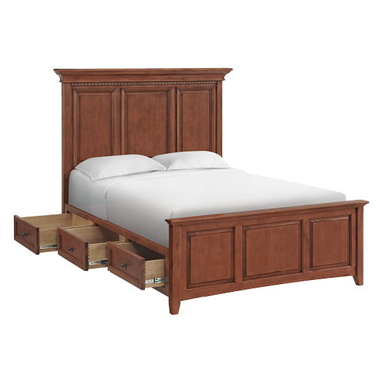 McKenzie - Queen Grand Storage Bed - Glazed Antique Cherry