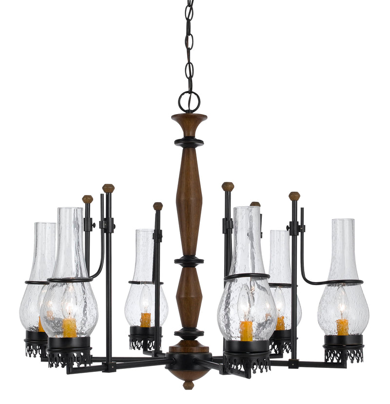 Trenton - 25" Height Metal Chandelier - Metal & Wood
