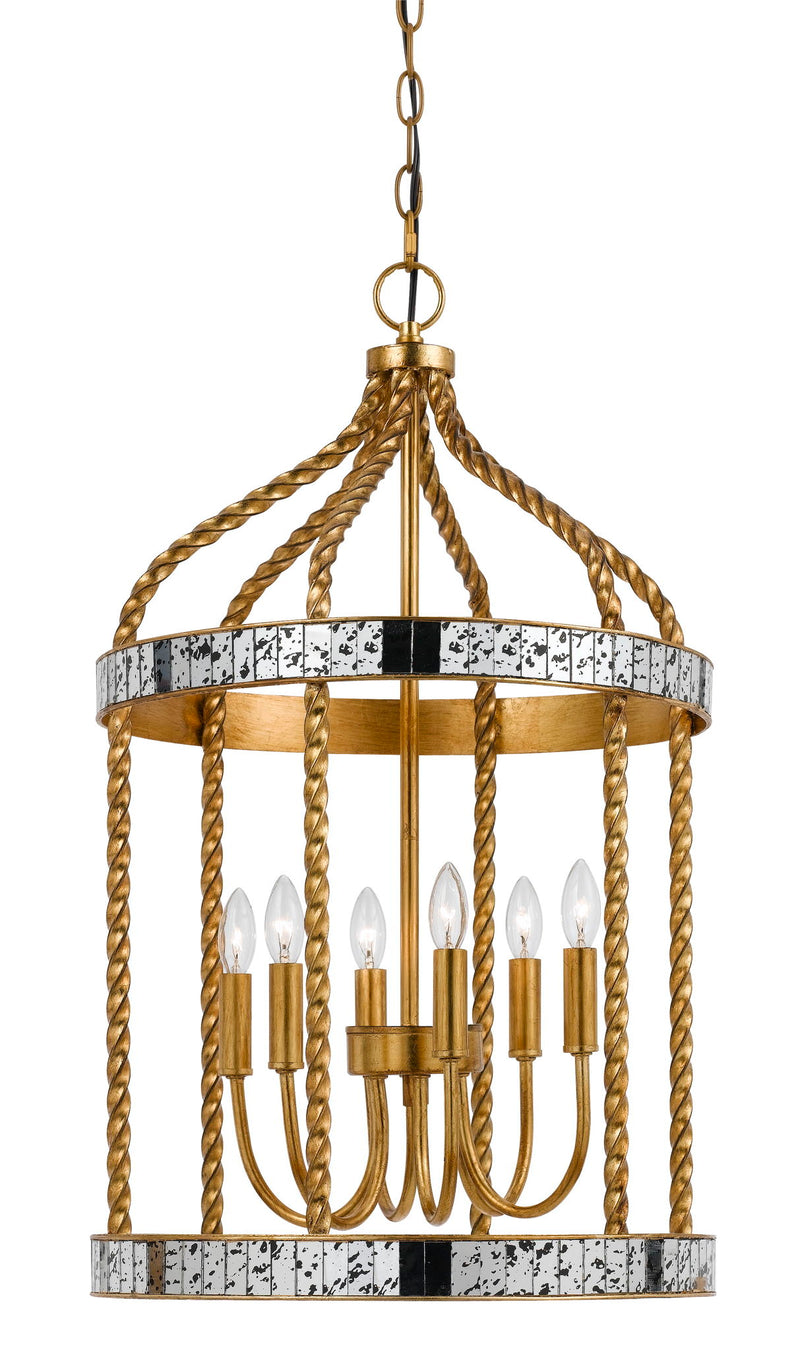 Glenwood - 27.5" Height Metal Pendant - French Gold & Antiqued Mirror