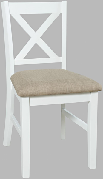 Nan Jofran Inc Hobson White X-Back Dining Chair With Cushioned Seat by Jofran Inc.