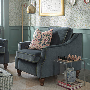 Adeline Revella Collection Modern Inclininer Stationary Chair with Wood Legs