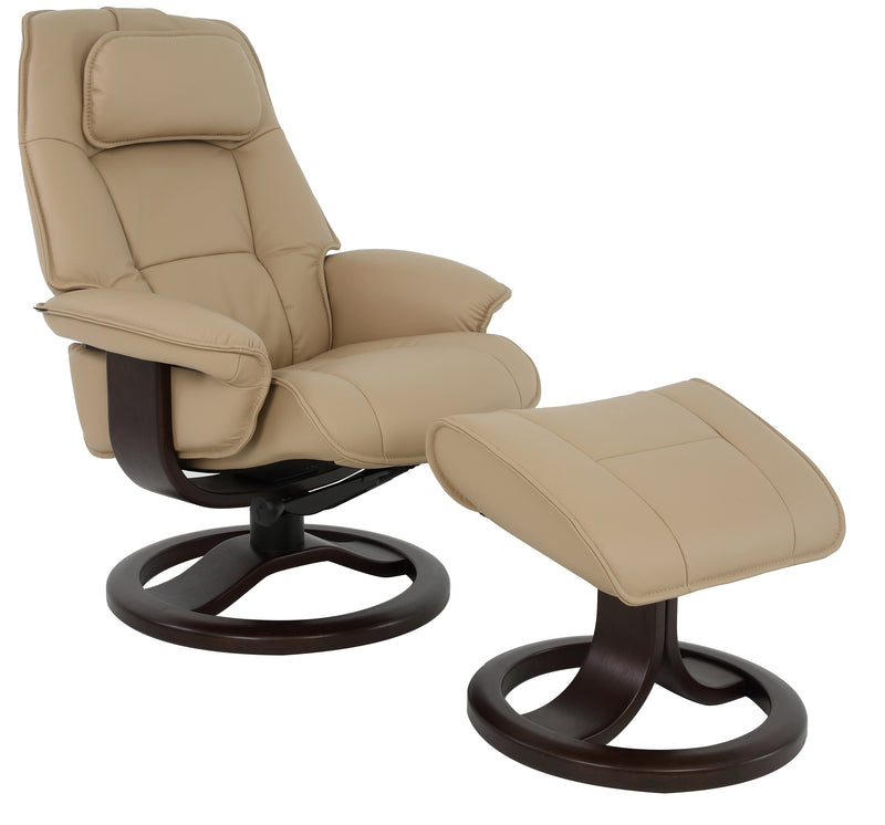 Fjords Admiral R Small Leather Recliner Chair & Footstool