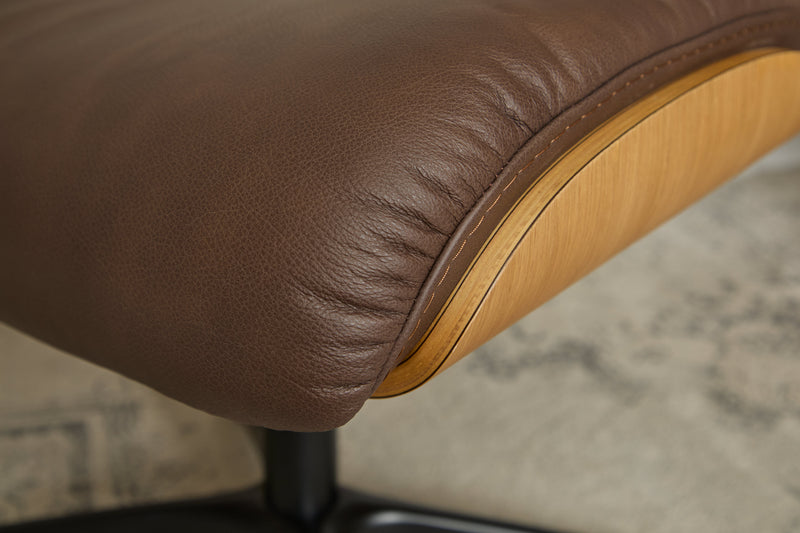 Fjords Falcon Swivel Recliner and Ottoman AL Brown
