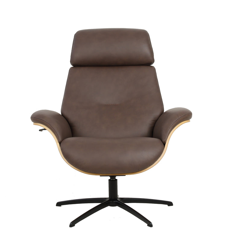 Fjords Falcon Swivel Recliner and Ottoman AL Brown