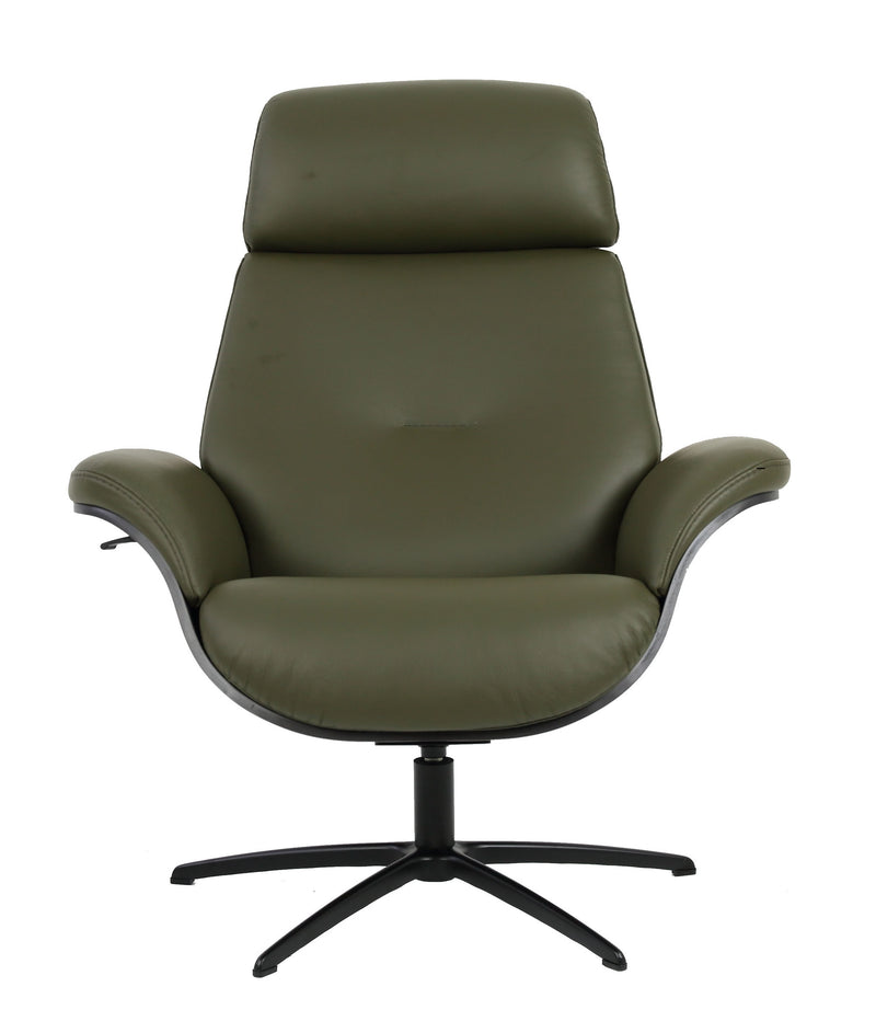 Fjords Falcon Swivel Recliner and Ottoman AL Martini Olive