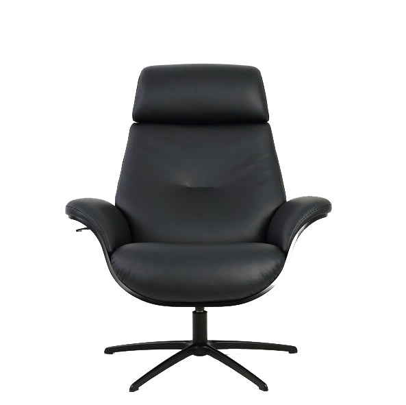 Fjords Falcon Swivel Recliner and Ottoman AL Black