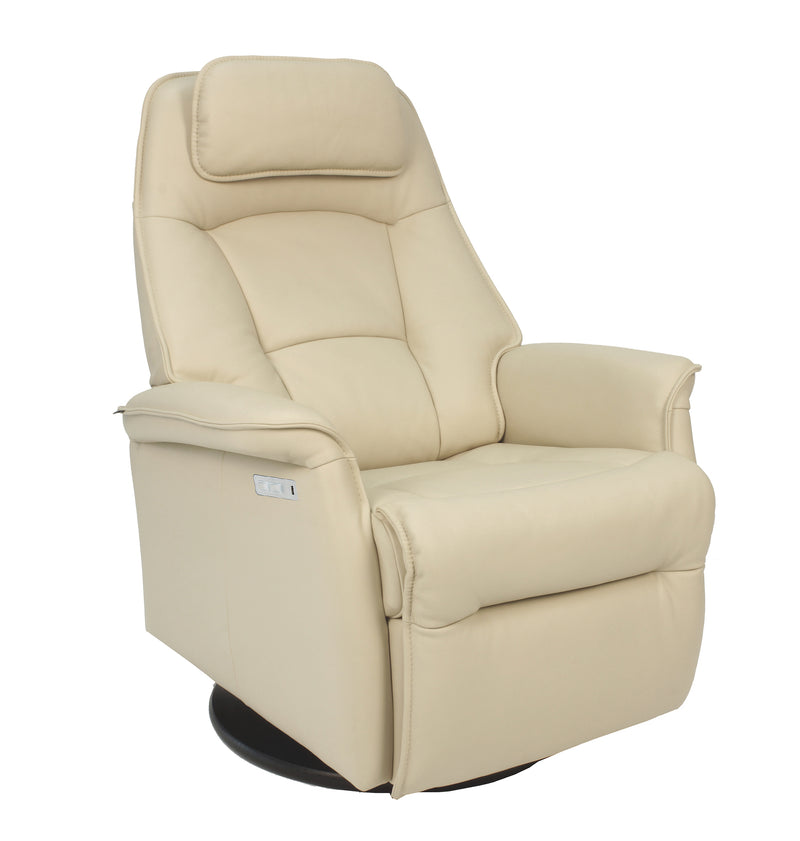 Fjords Stockholm Large Dual Motion Swivel Leather Recliner Chair