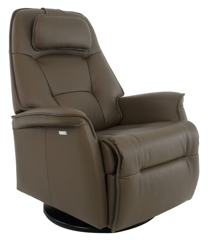 Fjords Stockholm Large Dual Motion Swivel Leather Recliner Chair