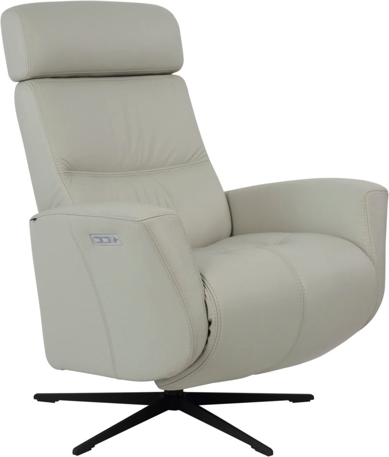 Fjords Magnus Large Shadow Grey Leather Dual Motion Swivel Recliner Chair
