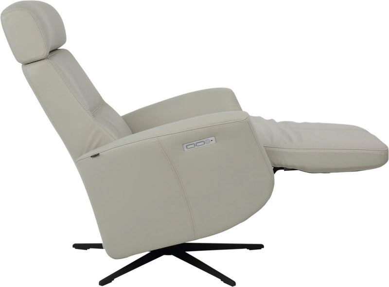 Fjords Magnus Large Shadow Grey Leather Dual Motion Swivel Recliner Chair