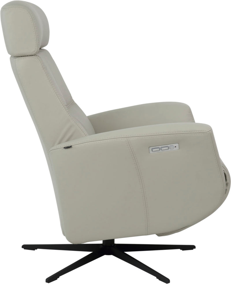 Fjords Magnus Large Shadow Grey Leather Dual Motion Swivel Recliner Chair