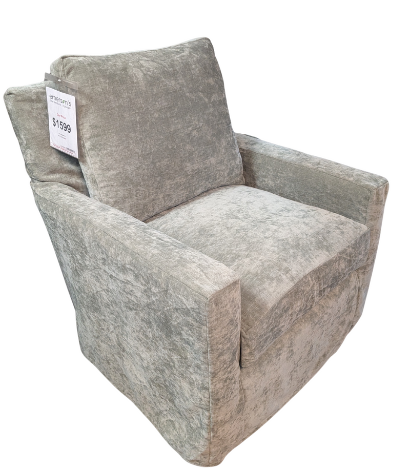 Premium Reynolds Customizable Slipcovered Swivel Glider Chair