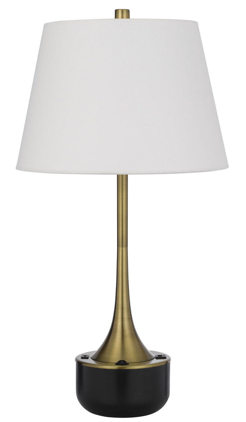 Dacres - Metal Table Lamp - Dark Bronze With Hardback Linen Shade