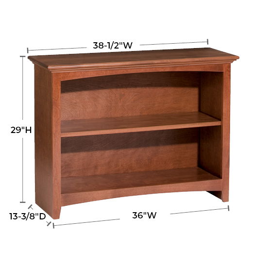 McKenzie - 29'' H X 36'' W Alder Bookcase - Glazed Antique Cherry