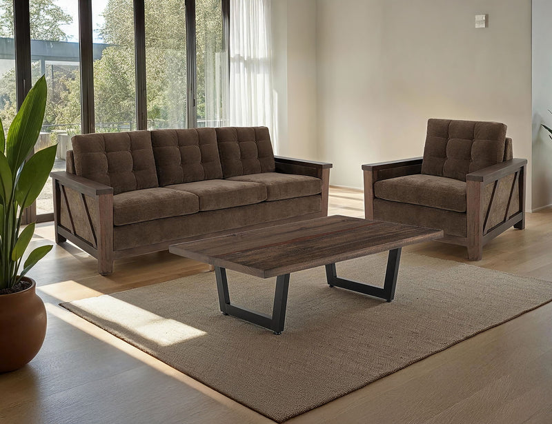 Walnut - Upholstered Loveseat - Deep Forest Brown