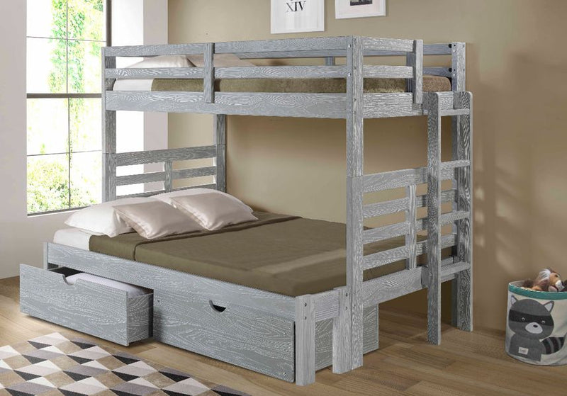 White Nan Innovations Manchester Aspen Solid Pine Twin Over Full Bunk Bed
