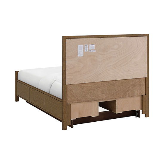 Bailey - Queen Upholstered Panel Storage Bed - Nutmeg / Beige