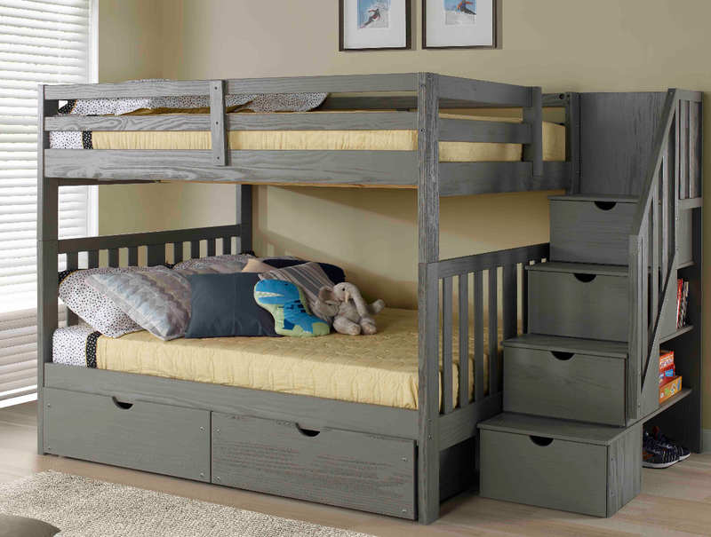 Nan Oxford Full Over Full Solid Pine Staircase Bunk Bed by Innovations