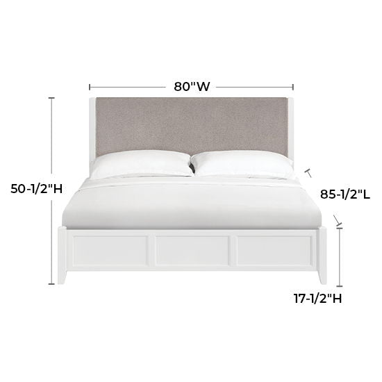 McKenzie - King Upholstered Panel Storage Bed - Snowbound