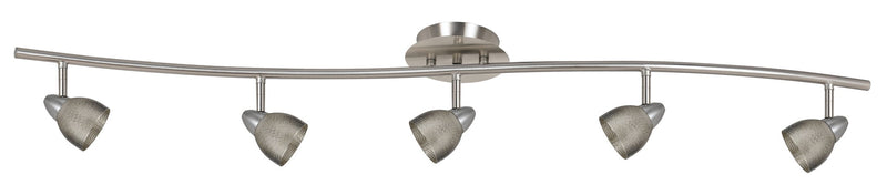 7.25-19.25" Height Adjustable Metal Serpentine Five Light Ceiling Fixture - Brushed Steel - Mesh