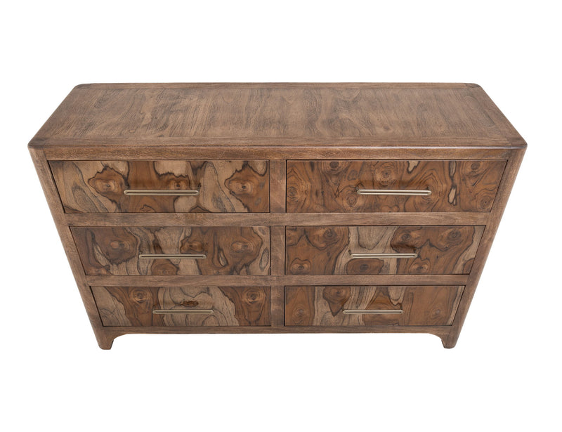 Praga - 6-Drawer Dresser - Almond / Barrel Brown
