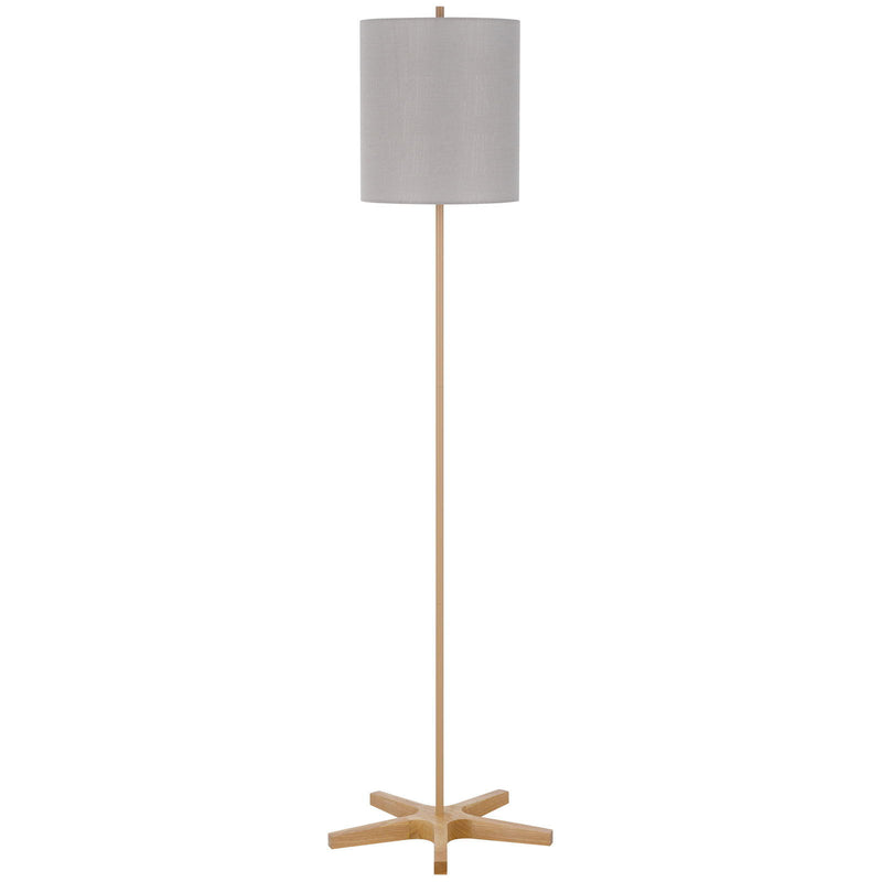 Pole - 100W Metal Floor Lamp With Wooden Base - Light Oak