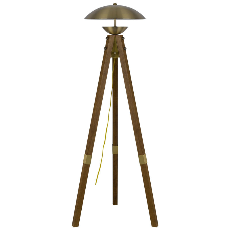 Lakeland - 55" Height Wood / Metal Floor Lamp - Antique Brass / Dark Brown