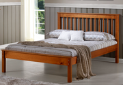 Nan Innovations Laguna Queen Size Solid Pine Platform Bed Pecan Finish