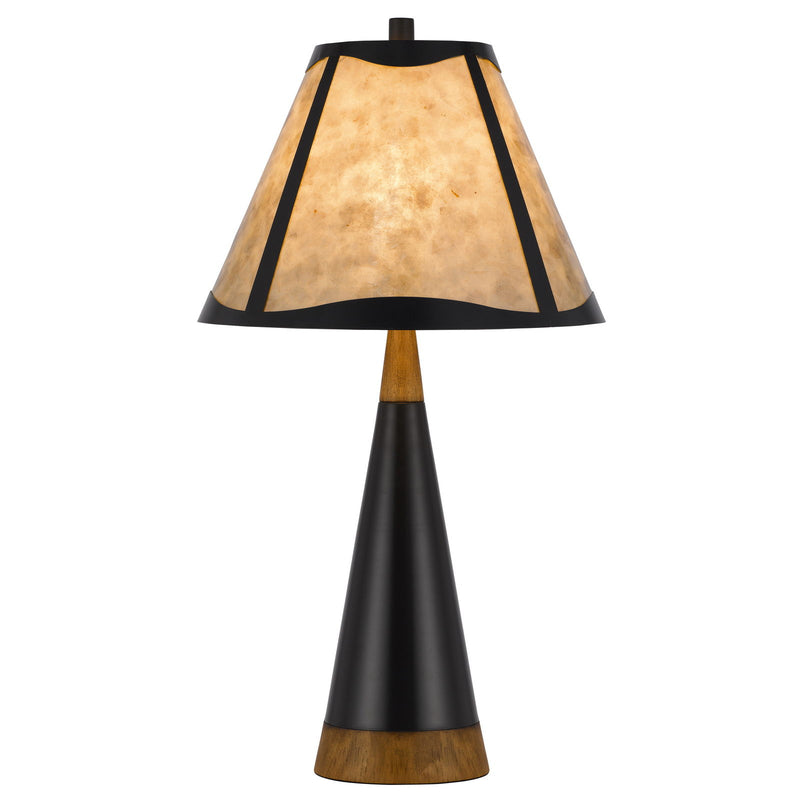 Clemente - 29.5" Height Metal / Wood Table Lamp - Mica / Black / Dark Brown