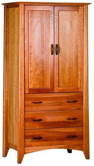 Armoire Woodforms Willow American Black Cherry Wood Armoire With Closet Pole – angled view