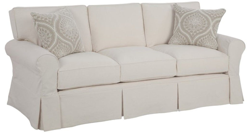 Nan Four Seasons Alexandria 3-Seat Slipcovered Sofa With Customizable Cushions – angled view