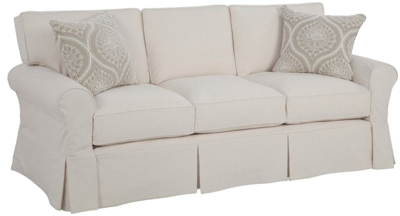 Nan Four Seasons Alexandria 3-Seat Slipcovered Sofa With Customizable Cushions – angled view