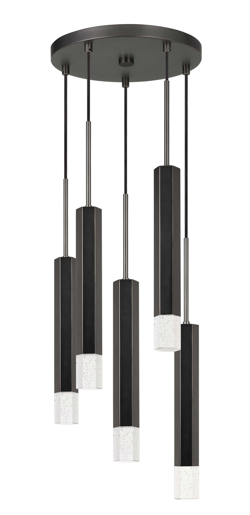 24" Height Aluminum Cast Pendant - Gun Metal - 5 Light