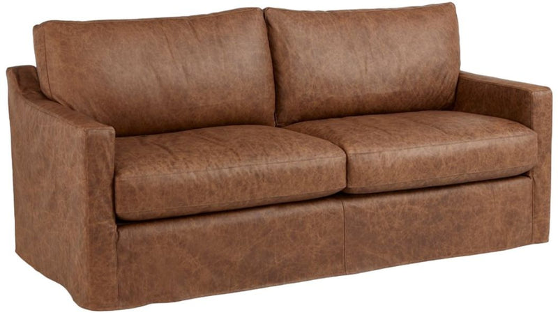 Sofa Four Seasons Jordan Leather Slipcovered 2-Seat Customizable Sofa – angled view