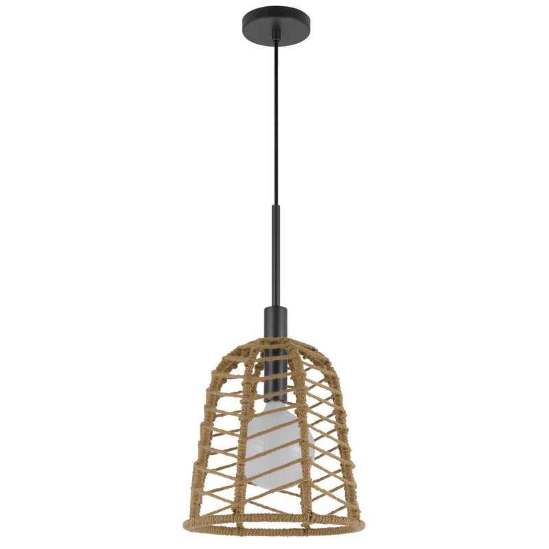 Parkton - 1 Light 21.25" Height Metal Pendant - Burlap / Black