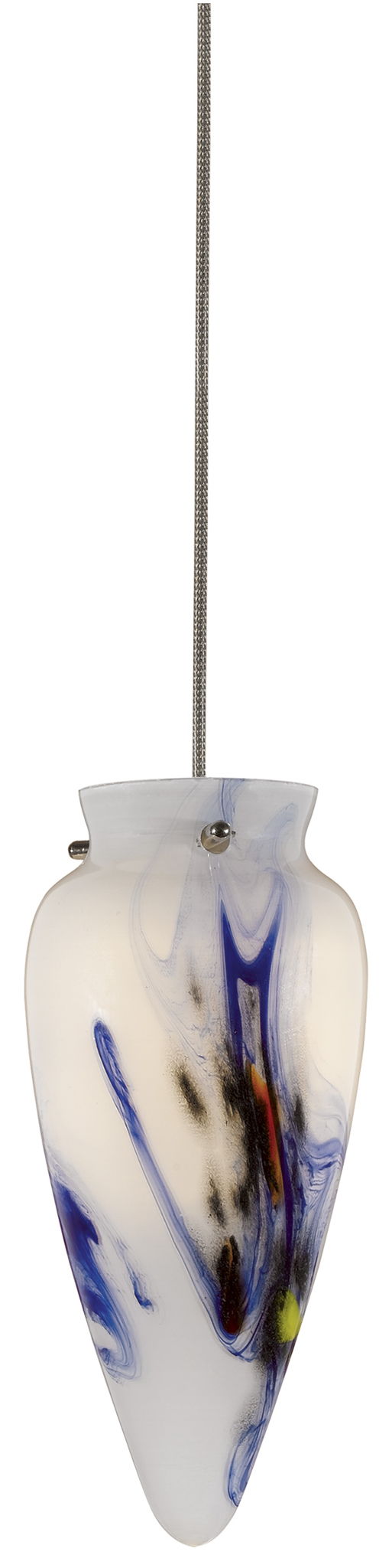 7.5" Height Glass and Metal Pendant With Brushed Steel Cord
