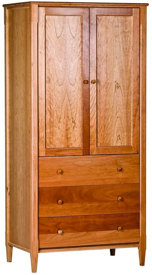 Armoire Woodforms Premium American Black Cherry Wood Shaker 3-Drawer Armoire
